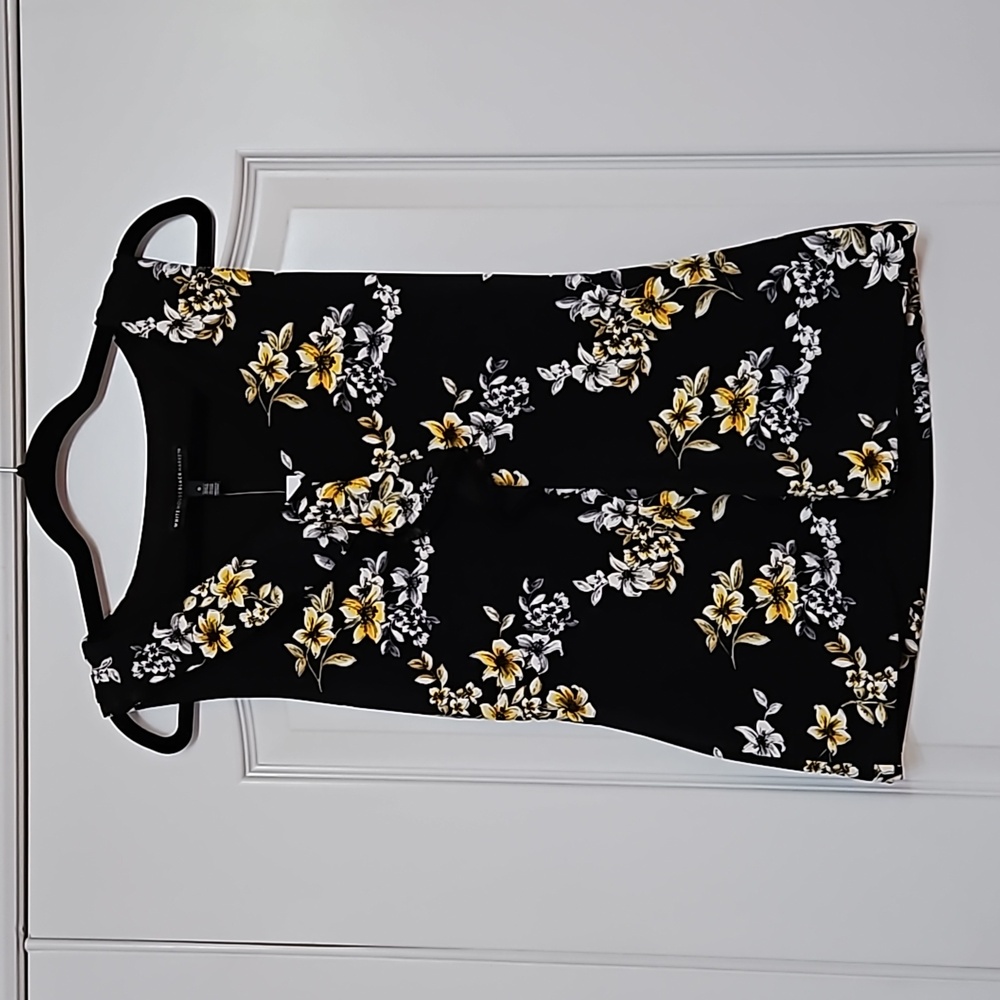 WHBM Black top with yellow flowers